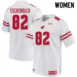 Women's Wisconsin Badgers NCAA #82 Jack Eschenbach White Authentic Under Armour Stitched College Football Jersey HR31O56YY